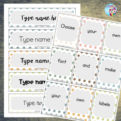 EDITABLE Name Tray & Coat Peg Labels Bundle:Primary Classroom Resources,Digital download / Pastel Polka Dots