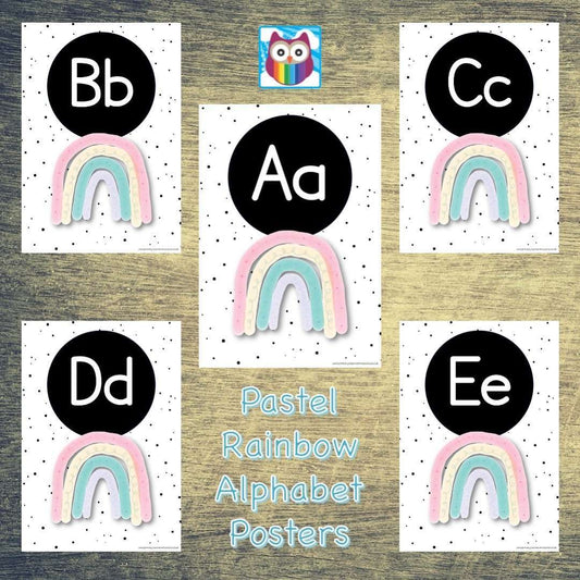Pastel Rainbows Alphabet Posters:Primary Classroom Resources