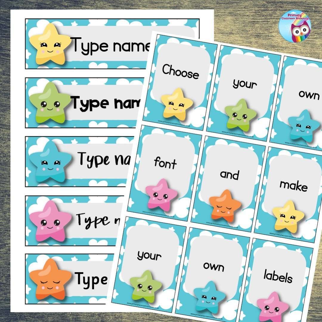 EDITABLE Name Tray & Coat Peg Labels - Pastel Stars:Primary Classroom Resources