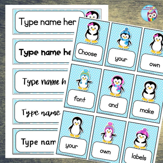 EDITABLE Name Tray & Coat Peg Labels - Penguin:Primary Classroom Resources