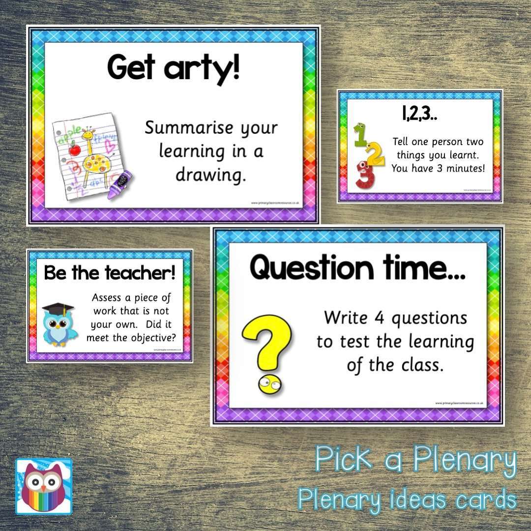 Plenary Sticker Pick a Plenary - Plenary ideas cards – Primary Classroom Resources