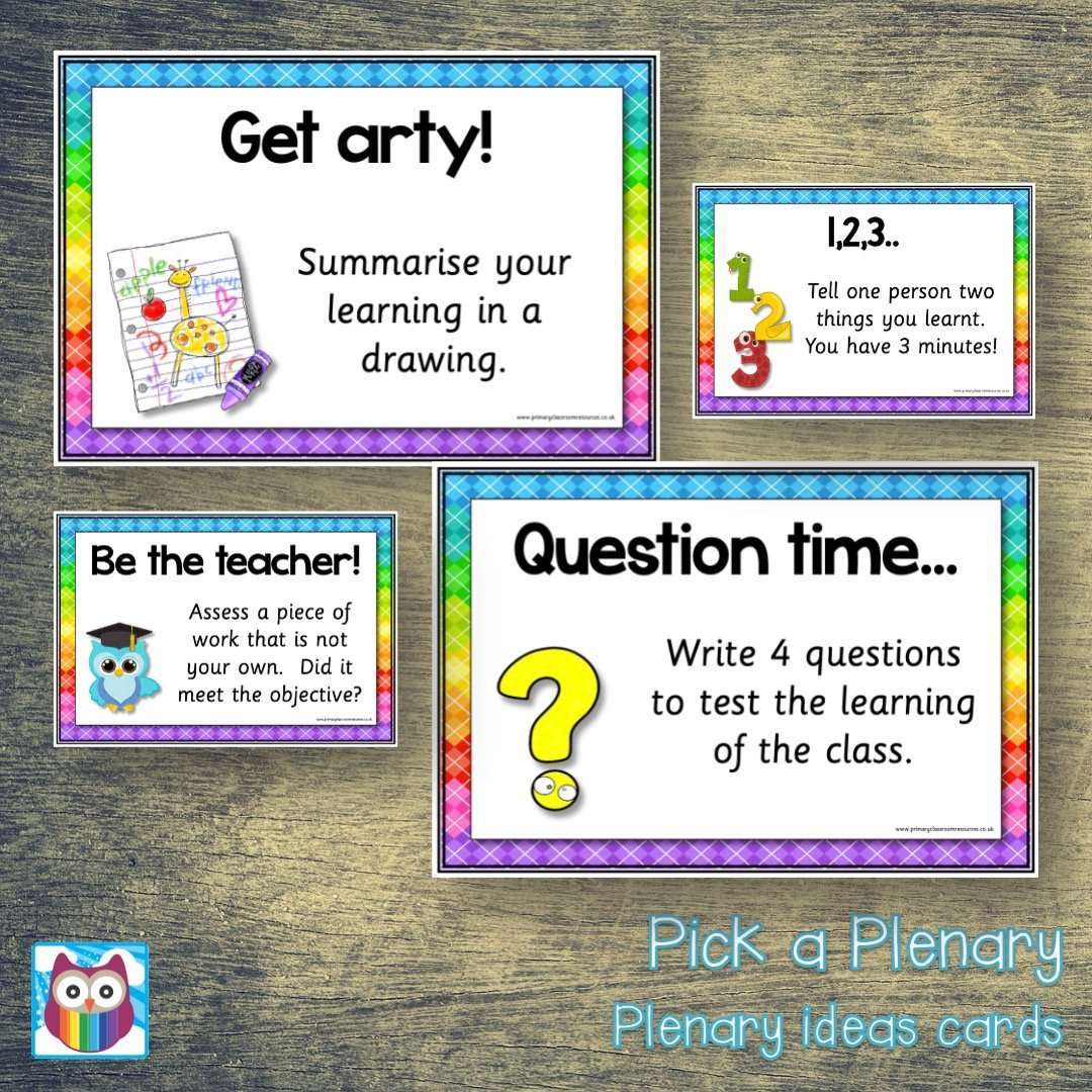 Pick a Plenary - Plenary ideas cards:Primary Classroom Resources