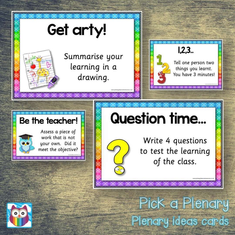Plenary Reflection Questions Pick a Plenary - Plenary ideas cards – Primary Classroom Resources