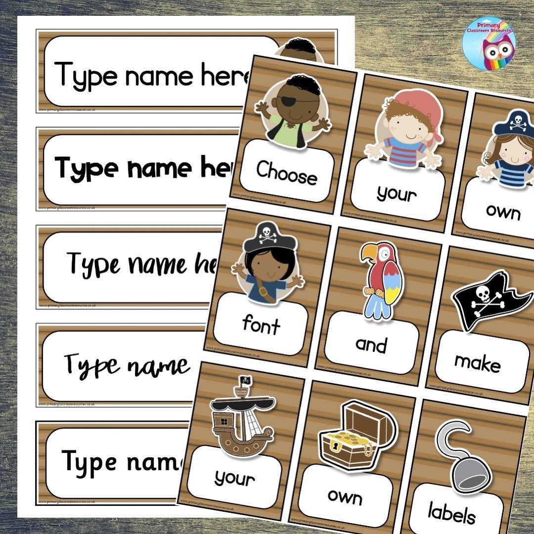 EDITABLE Name Tray & Coat Peg Labels - Pirate Kids:Primary Classroom Resources