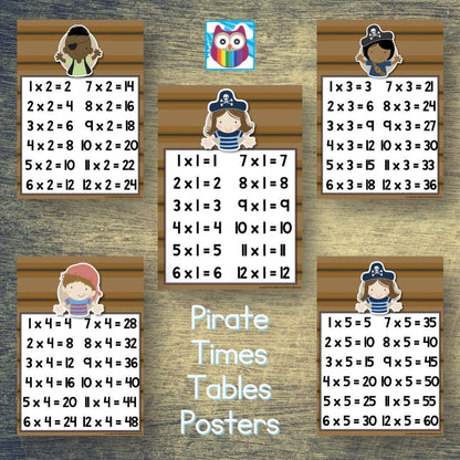 Pirates Times Tables Posters:Primary Classroom Resources