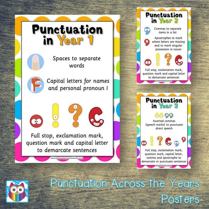 Punctuation Across the Years Posters:Primary Classroom Resources