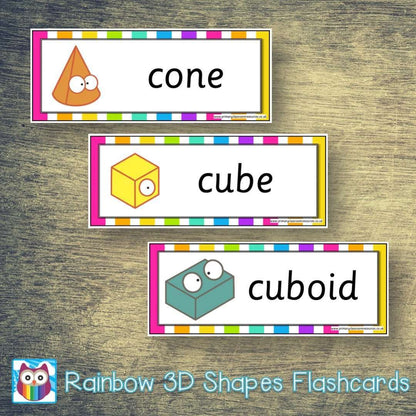 Rainbow 3D Shapes Flashcards:Primary Classroom Resources
