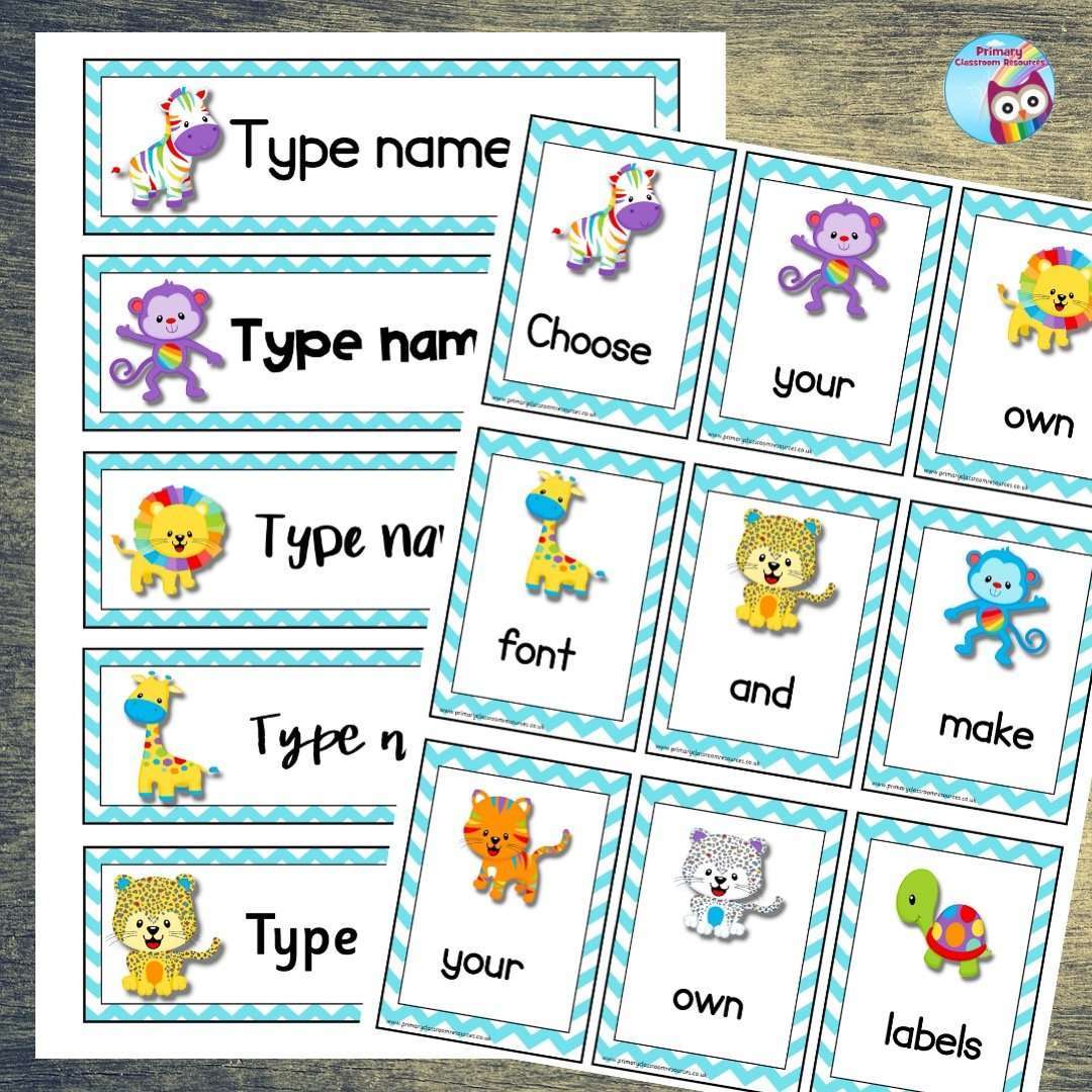 EDITABLE Name Tray & Coat Peg Labels - Rainbow Animals:Primary Classroom Resources