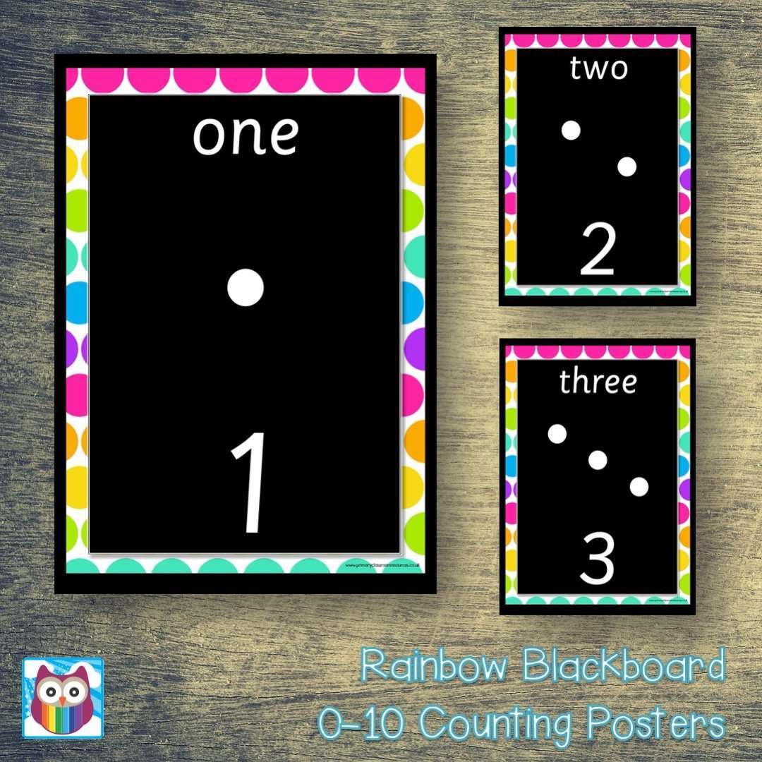 Rainbow Blackboard 0-10 Counting Posters:Primary Classroom Resources