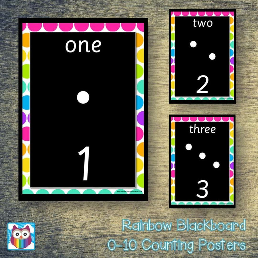 Rainbow Blackboard 0-10 Counting Classroom Display Posters – Primary ...