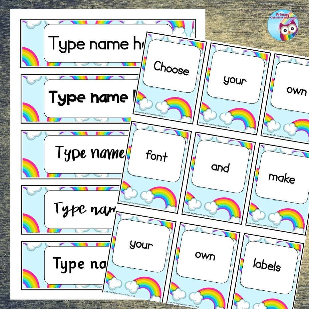 EDITABLE Name Tray & Coat Peg Labels - Rainbow and Clouds:Primary Classroom Resources