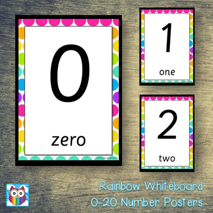 Rainbow Whiteboard 0-20 Number Posters:Primary Classroom Resources