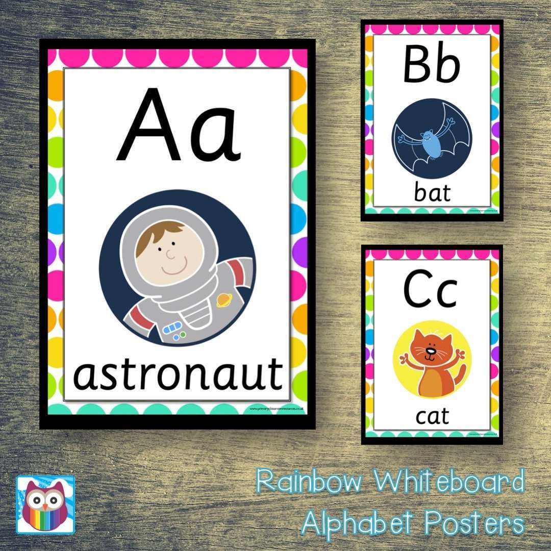 Rainbow Whiteboard Alphabet Posters:Primary Classroom Resources