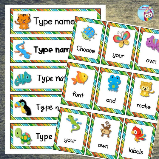 EDITABLE Name Tray & Coat Peg Labels - Rainforest Animals:Primary Classroom Resources