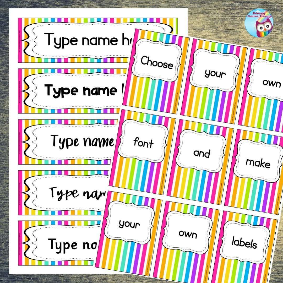 EDITABLE Name Tray & Coat Peg Labels - Rainbow Stripe Set 2:Primary Classroom Resources
