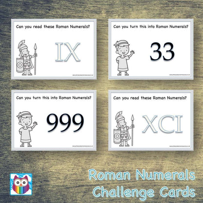 Roman Numerals Challenge Cards:Primary Classroom Resources