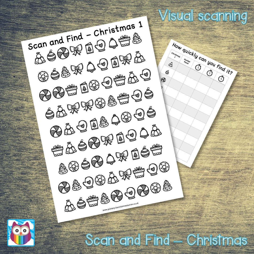 Scan and Find - Christmas - Visual Scanning Activity:Primary Classroom Resources