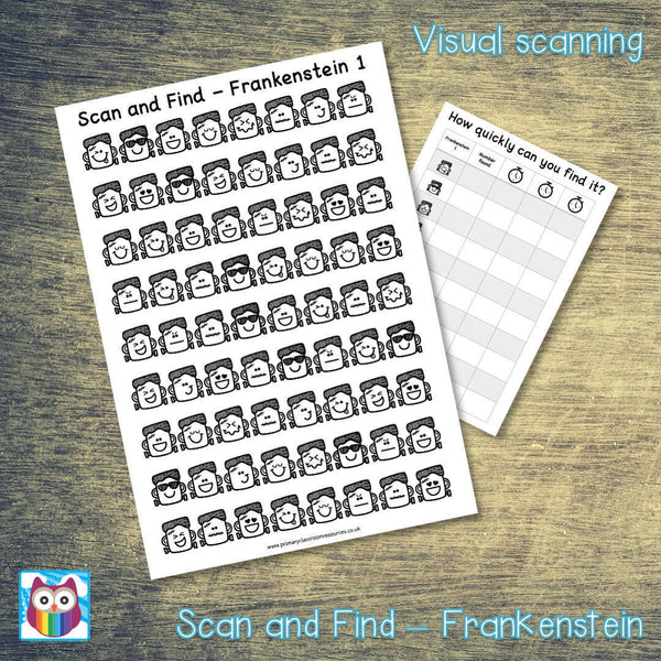 Scan and Find - Frankenstein - Visual Scanning Activity – Primary ...