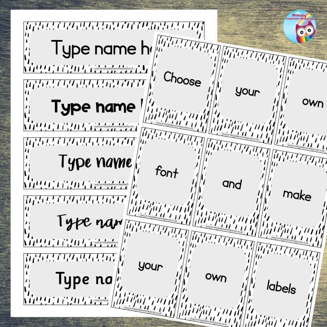 EDITABLE Name Tray & Coat Peg Labels - Scribble Dashes:Primary Classroom Resources