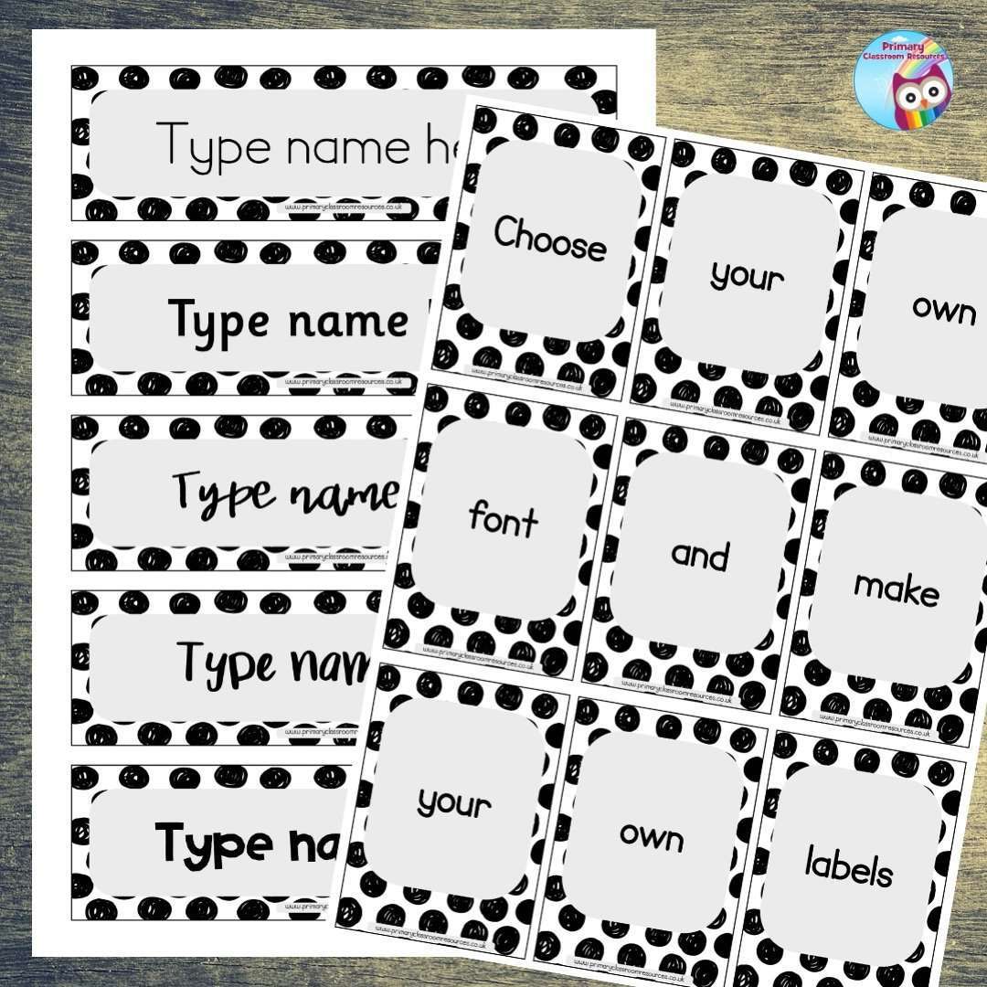 EDITABLE Name Tray & Coat Peg Labels - Scribble Spots:Primary Classroom Resources