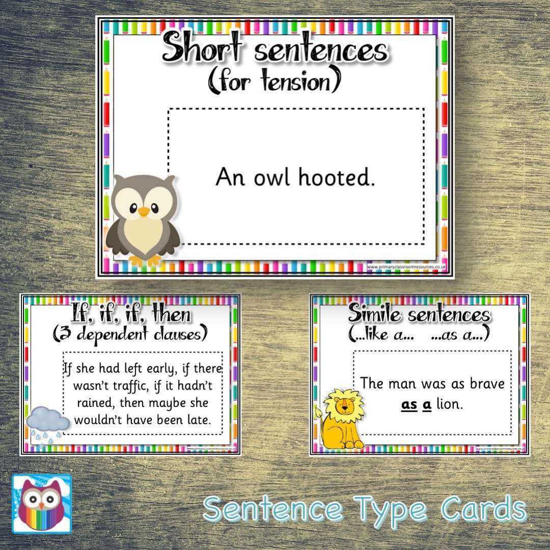 Sentence Type Cards:Primary Classroom Resources