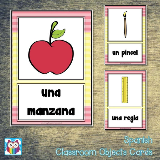 Spanish Classroom Objects Cards:Primary Classroom Resources