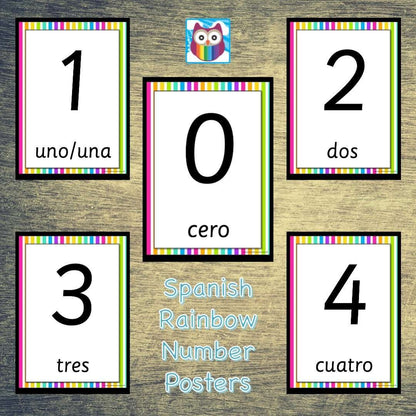 Spanish Rainbow Number Posters 0-20:Primary Classroom Resources