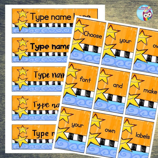 EDITABLE Name Tray & Coat Peg Labels - Stars:Primary Classroom Resources