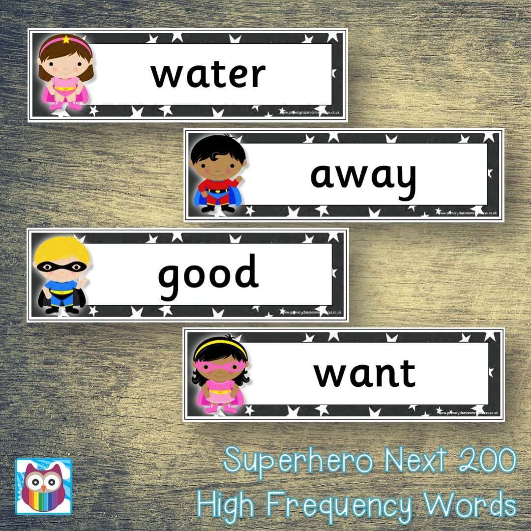 Superhero Next 200 High Frequency Words:Primary Classroom Resources