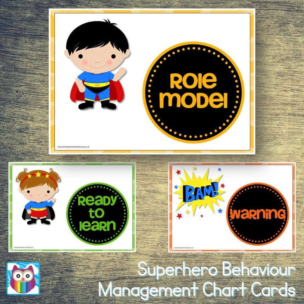 Superhero Behaviour Management Chart Cards – Primary Classroom Resources
