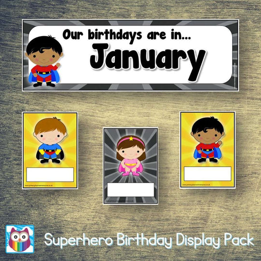 Superhero Birthday Display Pack:Primary Classroom Resources