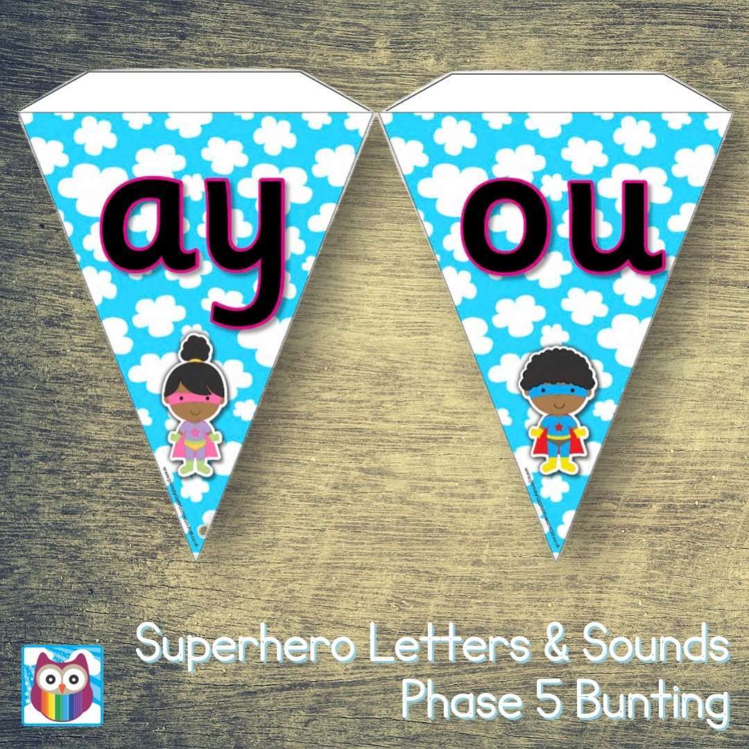 Superhero Letters and Sounds Phase 5 Bunting:Primary Classroom Resources