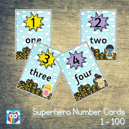 Superhero Number Cards 1-100:Primary Classroom Resources