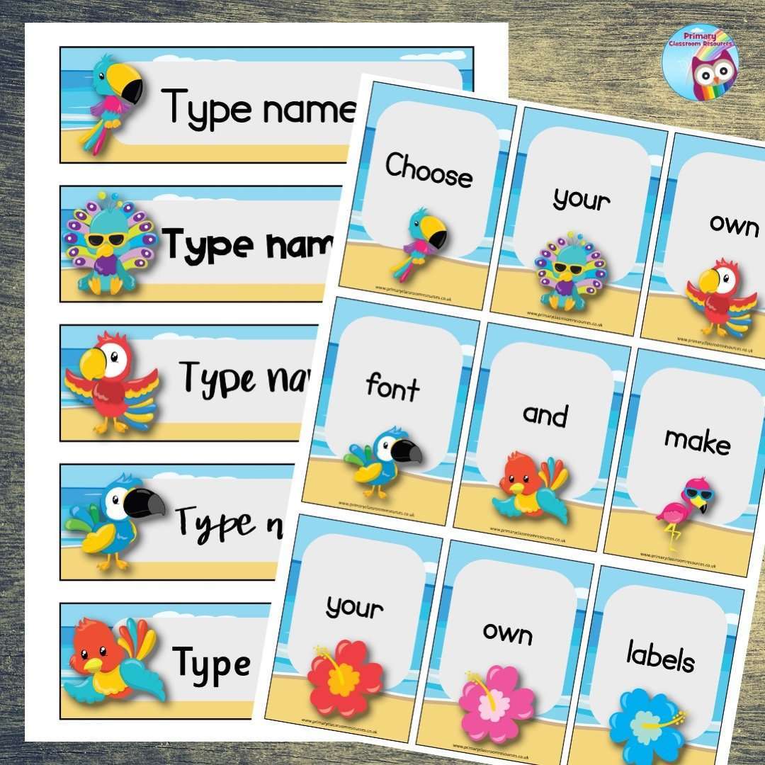 EDITABLE Name Tray & Coat Peg Labels - Totally Tropical:Primary Classroom Resources
