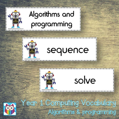 Computing Year 1 Vocabulary - Algorithms and programming:Primary Classroom Resources