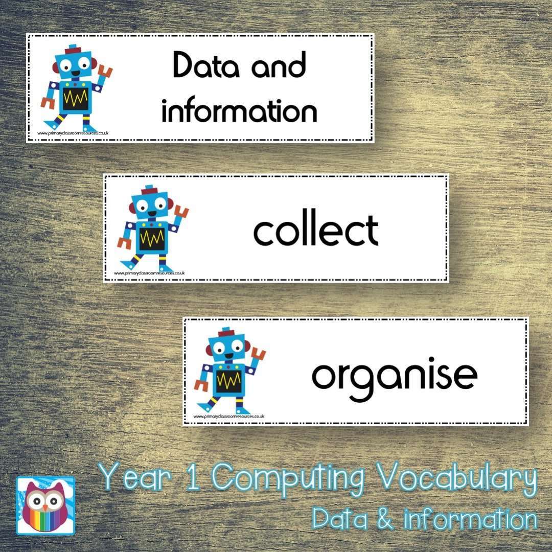 Computing Year 1 Vocabulary - Data and information:Primary Classroom Resources