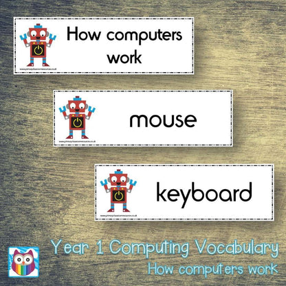 Computing Year 1 Vocabulary - How computers work:Primary Classroom Resources