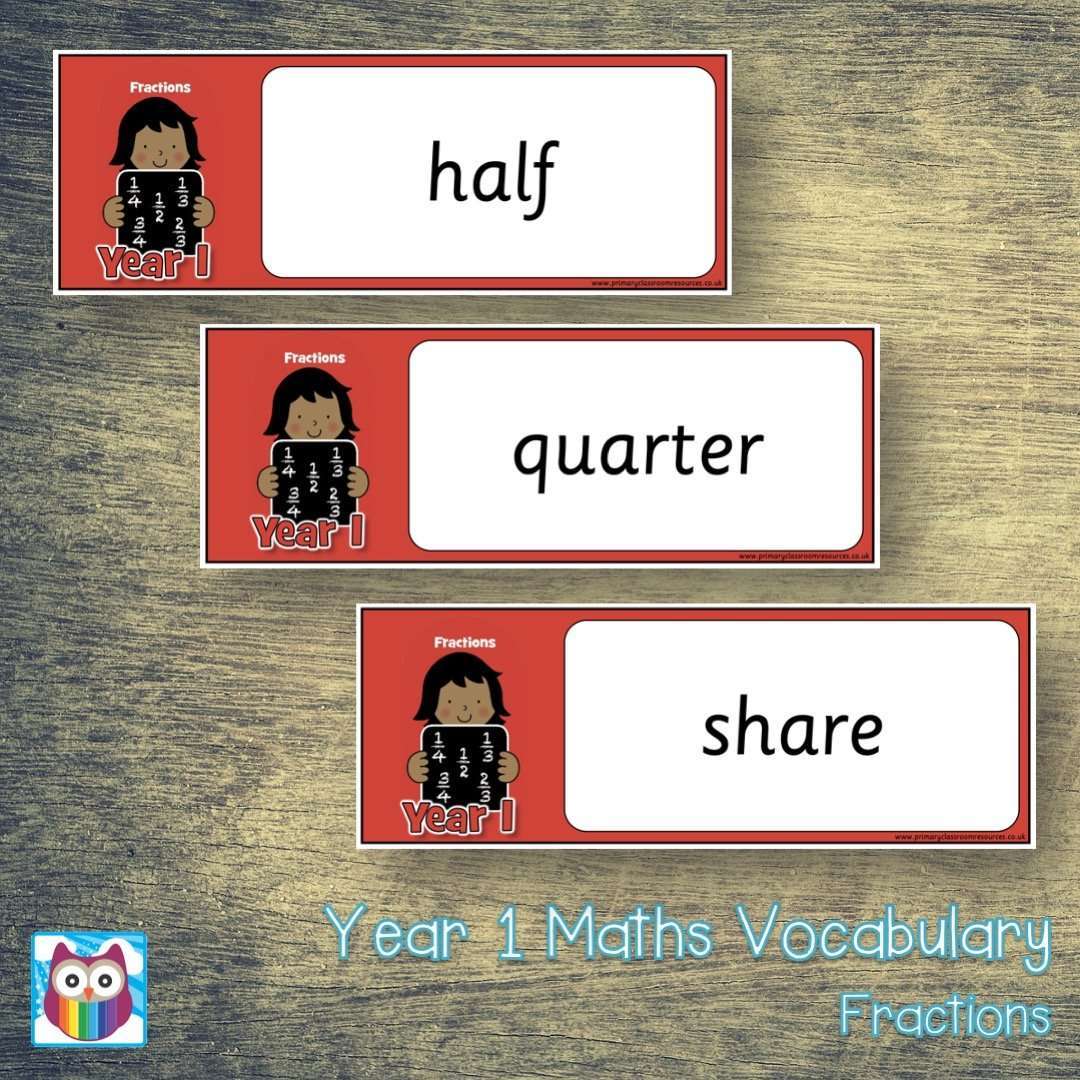 Year 1 Maths Vocabulary - Fractions:Primary Classroom Resources
