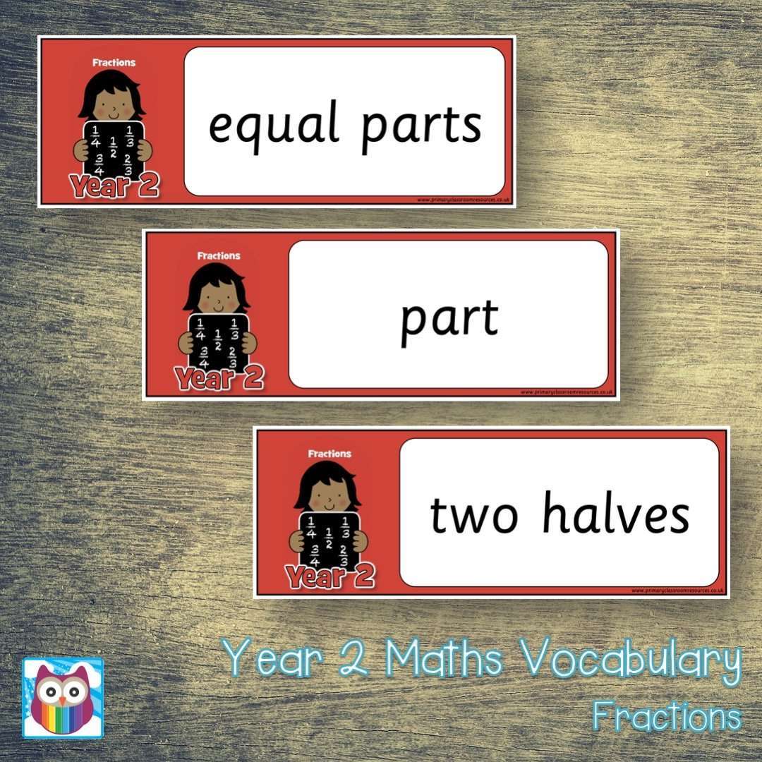 Year 2 Maths Vocabulary - Fractions:Primary Classroom Resources