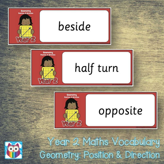Year 2 Maths Vocabulary - Geometry: Position and Direction:Primary Classroom Resources