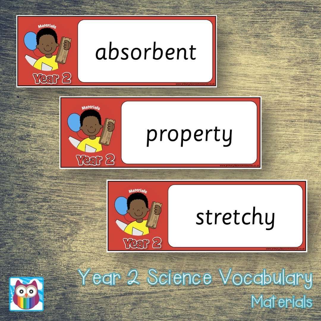 Year 2 Science Vocabulary - Materials:Primary Classroom Resources