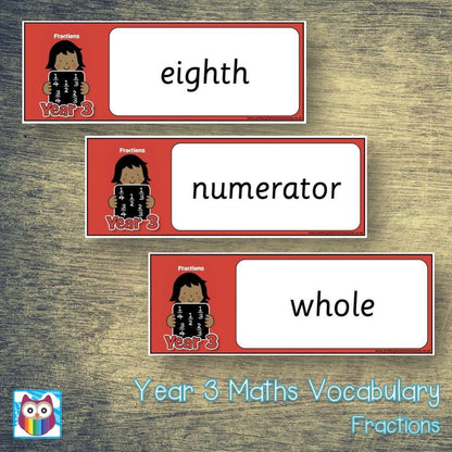 Year 3 Maths Vocabulary - Fractions:Primary Classroom Resources
