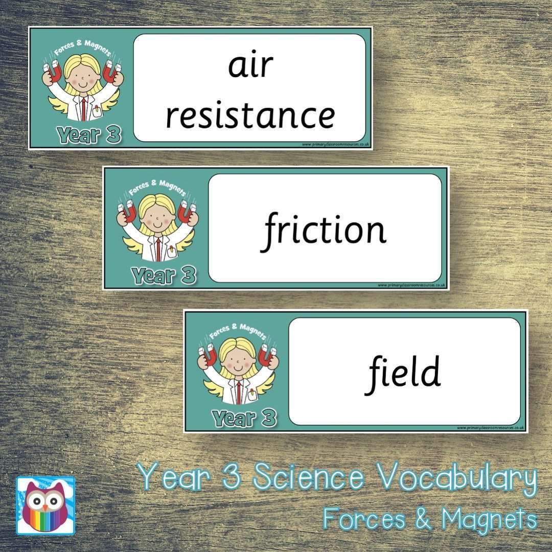 Year 3 Science Vocabulary - Forces and Magnets:Primary Classroom Resources