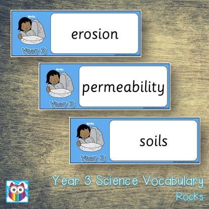 Year 3 Science Vocabulary - Rocks:Primary Classroom Resources