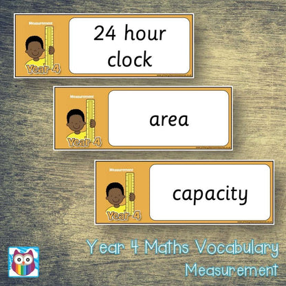 Year 4 Maths Vocabulary - Measurement:Primary Classroom Resources