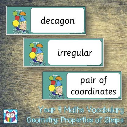 Year 4 Maths Vocabulary - Geometry: Properties of Shapes:Primary Classroom Resources