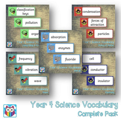 Year 4 Science Vocabulary Pack:Primary Classroom Resources