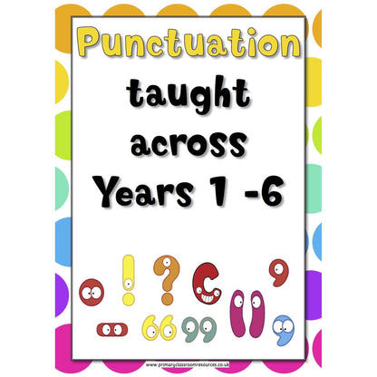 A3 Laminated - Punctuation Across the Years Poster Pack - 2014 Curriculum:Primary Classroom Resources
