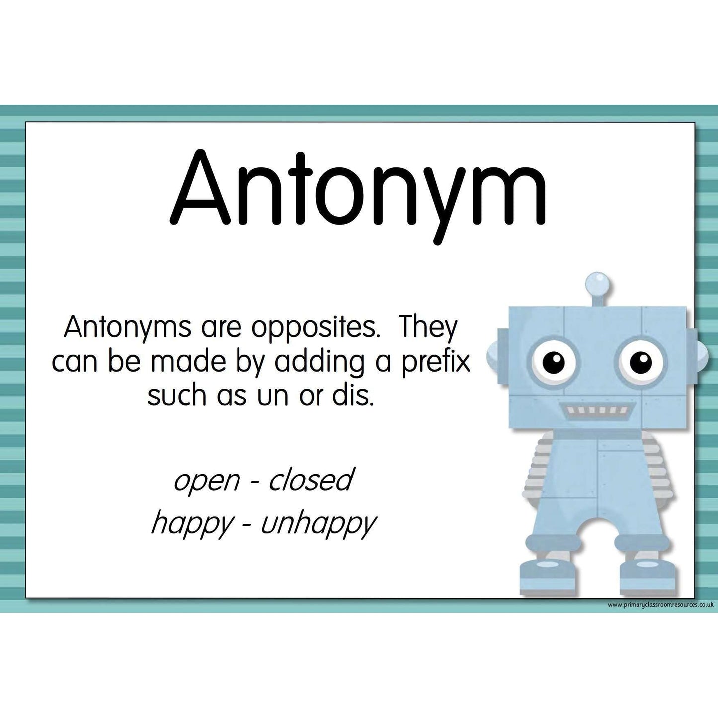 A3 Laminated - The GrammarBots - Word Categories Posters:Primary Classroom Resources