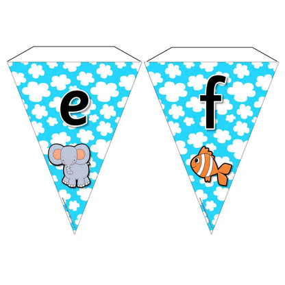 Alphabet Bunting with pictures - Lower Case Letters:Primary Classroom Resources